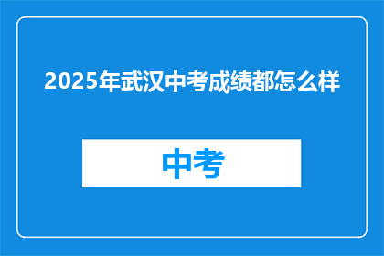 2025年武汉中考成绩都怎么样