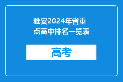 雅安2024年省重点高中排名一览表