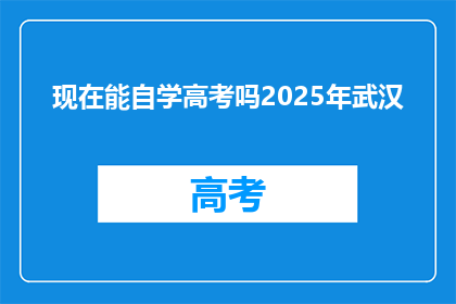 现在能自学高考吗2025年武汉