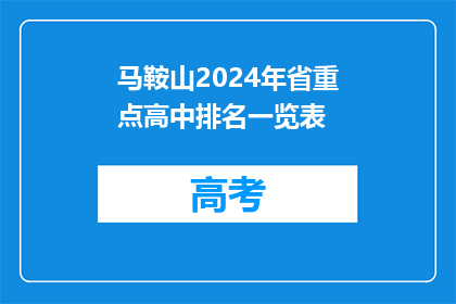 马鞍山2024年省重点高中排名一览表