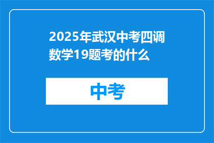 2025年武汉中考四调数学19题考的什么