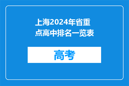 上海2024年省重点高中排名一览表