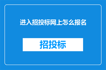 进入招投标网上怎么报名