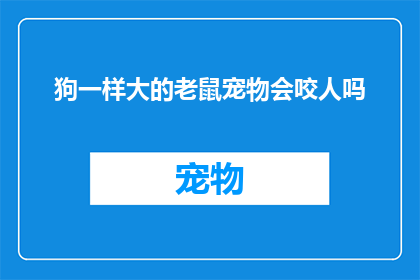 狗一样大的老鼠宠物会咬人吗