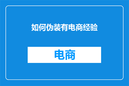 如何伪装有电商经验