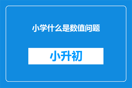 小学什么是数值问题