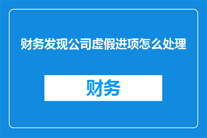 财务发现公司虚假进项怎么处理