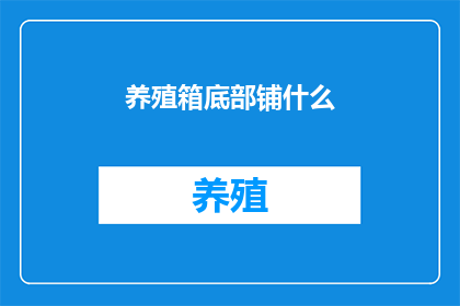 养殖箱底部铺什么