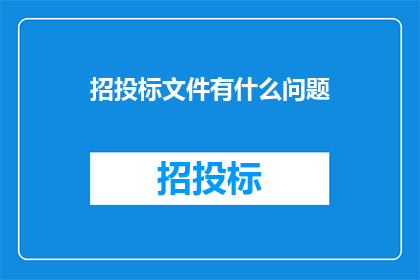 招投标文件有什么问题