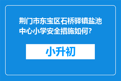荆门市东宝区石桥驿镇盐池中心小学安全措施如何？