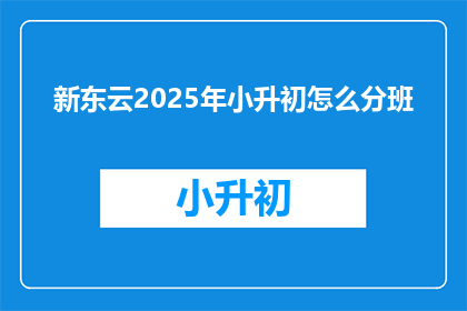 新东云2025年小升初怎么分班