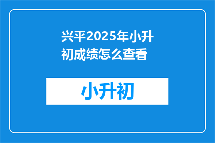 兴平2025年小升初成绩怎么查看