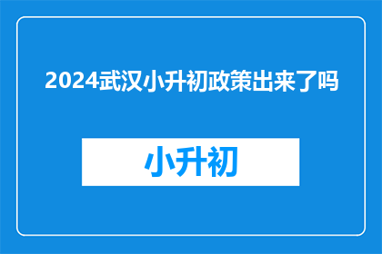 2024武汉小升初政策出来了吗