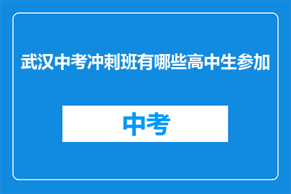 武汉中考冲刺班有哪些高中生参加