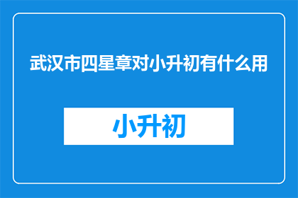 武汉市四星章对小升初有什么用