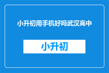 小升初用手机好吗武汉高中