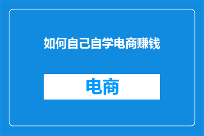 如何自己自学电商赚钱