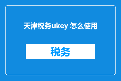 天津税务ukey 怎么使用