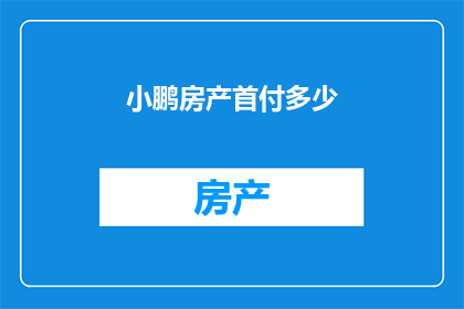 小鹏房产首付多少