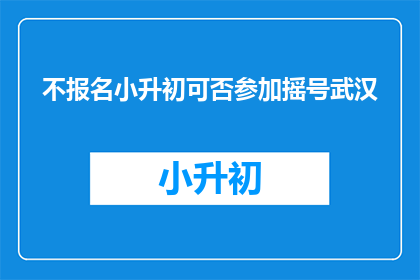 不报名小升初可否参加摇号武汉