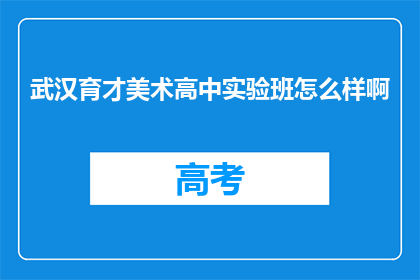 武汉育才美术高中实验班怎么样啊