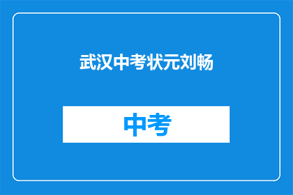 武汉中考状元刘畅