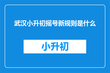 武汉小升初摇号新规则是什么
