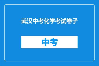 武汉中考化学考试卷子