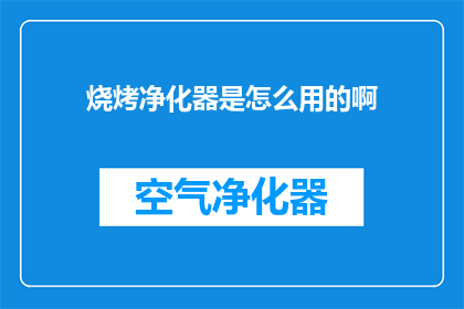 烧烤净化器是怎么用的啊