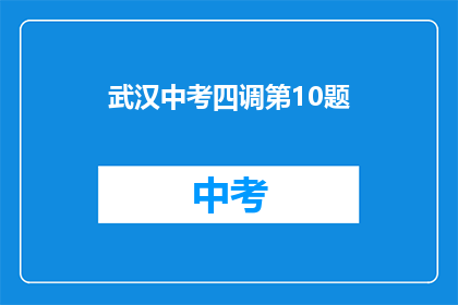 武汉中考四调第10题