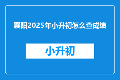 襄阳2025年小升初怎么查成绩