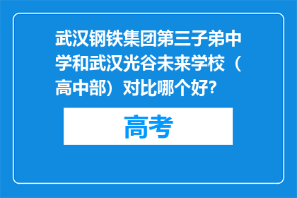 武汉钢铁集团第三子弟中学和武汉光谷未来学校（高中部）对比哪个好？