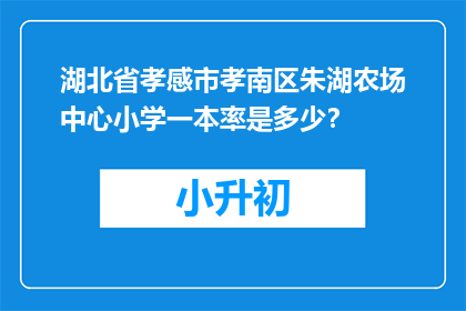 湖北省孝感市孝南区朱湖农场中心小学一本率是多少？