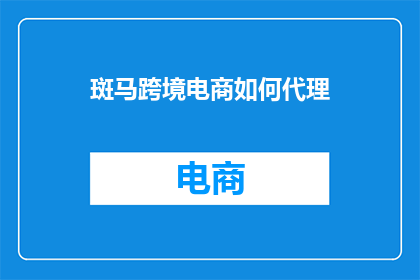 斑马跨境电商如何代理
