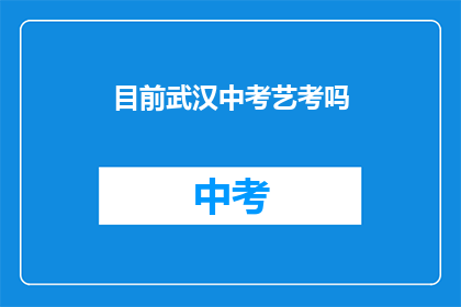 目前武汉中考艺考吗