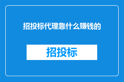 招投标代理靠什么赚钱的