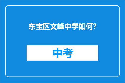 东宝区文峰中学如何？