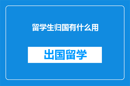 留学生归国有什么用