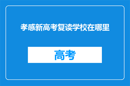 孝感新高考复读学校在哪里