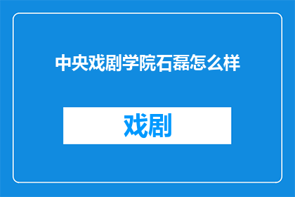 中央戏剧学院石磊怎么样