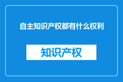 自主知识产权都有什么权利
