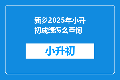 新乡2025年小升初成绩怎么查询