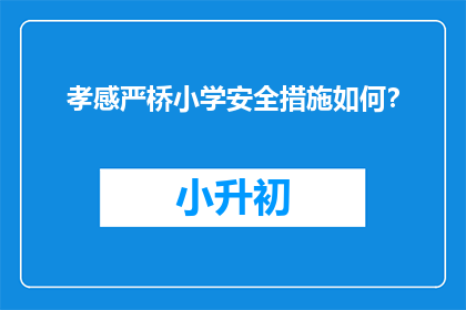 孝感严桥小学安全措施如何？