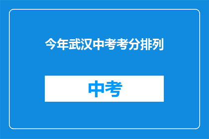 今年武汉中考考分排列