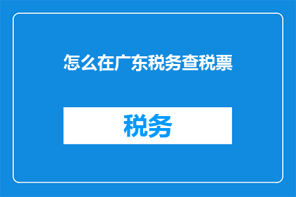 怎么在广东税务查税票