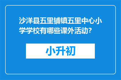 沙洋县五里铺镇五里中心小学学校有哪些课外活动？