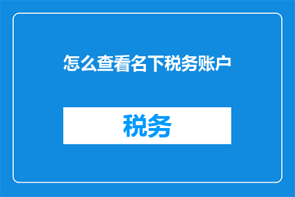 怎么查看名下税务账户