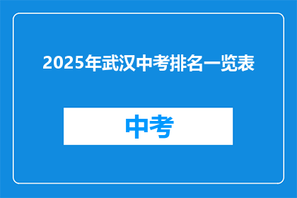 2025年武汉中考排名一览表