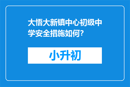 大悟大新镇中心初级中学安全措施如何？