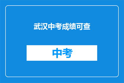武汉中考成绩可查